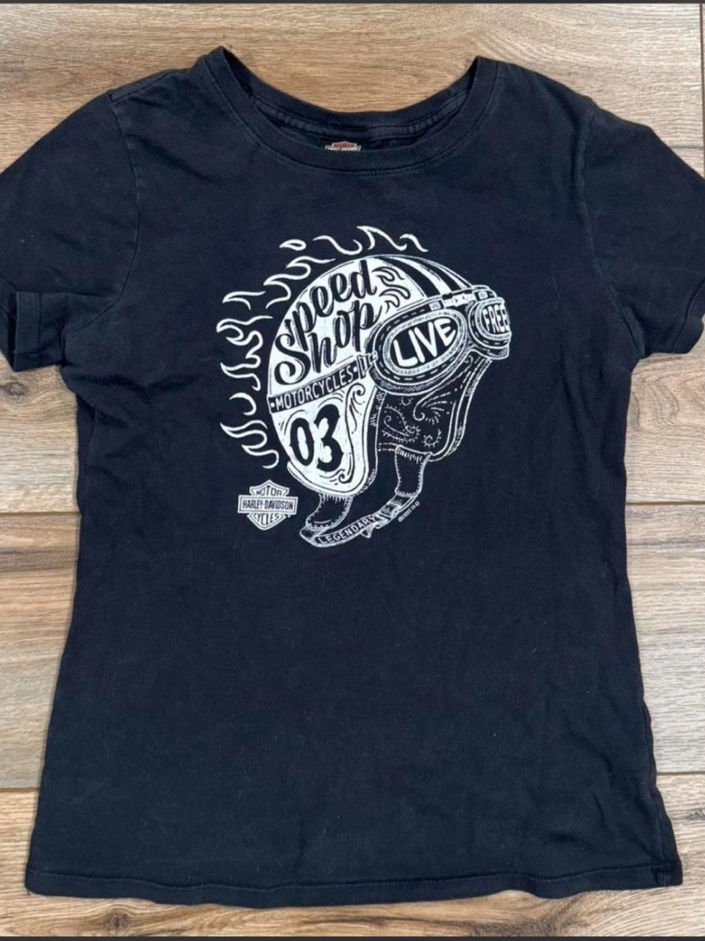 HARLEY DAVIDSON Gray 2000s Grunge Biker Style Baby Tee | Size XS